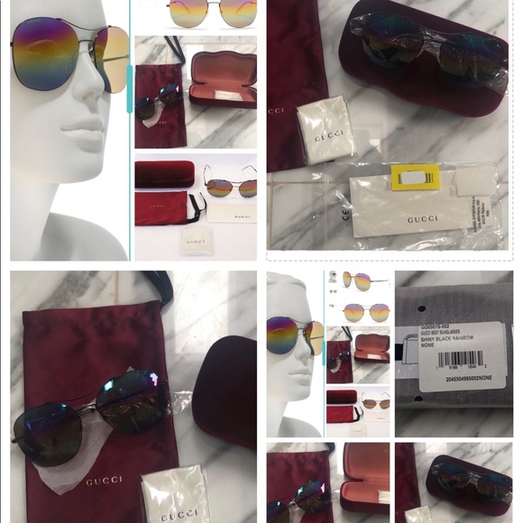GUCCI UNISEX, FUN, FUN RAINBOW MIRROR SUNGLASSES - Picture 1 of 11